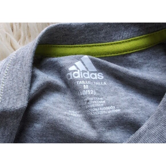 (2) Gray ADIDAS Boy's size 10/12 CLIMATE SHIRT Logo Shirts Short Sleeve Casual - Picture 8 of 11